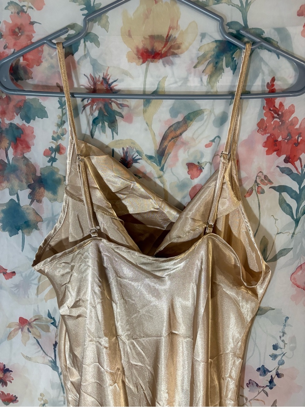 Vintage Gold Satin Cowl Neck Slip Dress - Picture 6 of 10